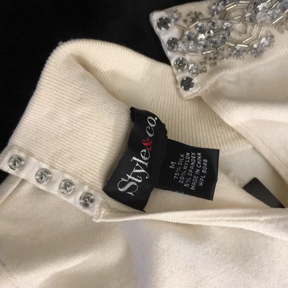 Style & Co Blinged Neckline Sweater - Picture 6 of 7